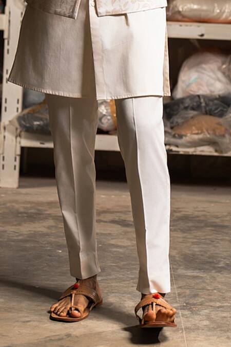 Project Bandi_Cream Cotton Satin Printed Floral Bundi And Kurta Set _Online_at_Aza_Fashions