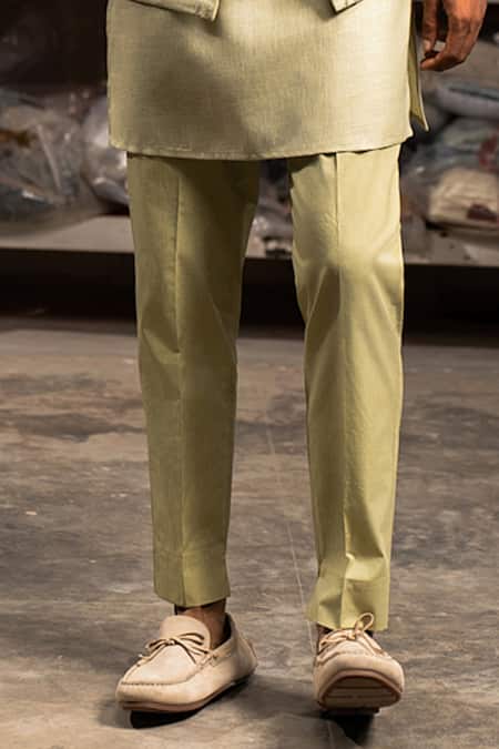 Project Bandi_Green Bundi Pure Linen Embroidery Thread Floral And Kurta Set _Online_at_Aza_Fashions