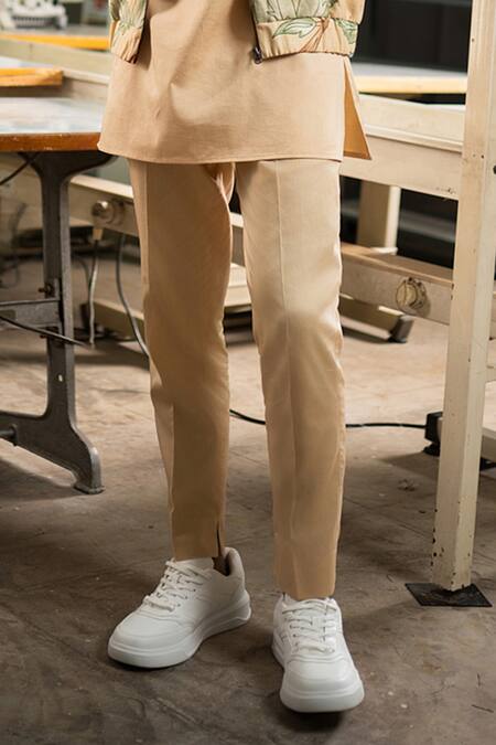 Project Bandi_Beige Bomber Jacket Handloom Cotton Printed Floral Bhoomi With Kurta Set_Online_at_Aza_Fashions