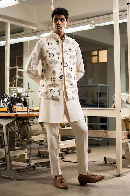 Project Bandi Kantha Printed Nehru Jacket & Kurta Set 