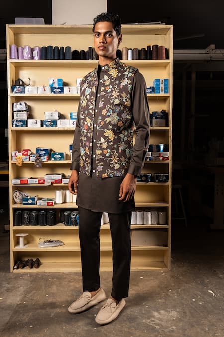 Project Bandi Floral Veil Printed Nehru Jacket Set 