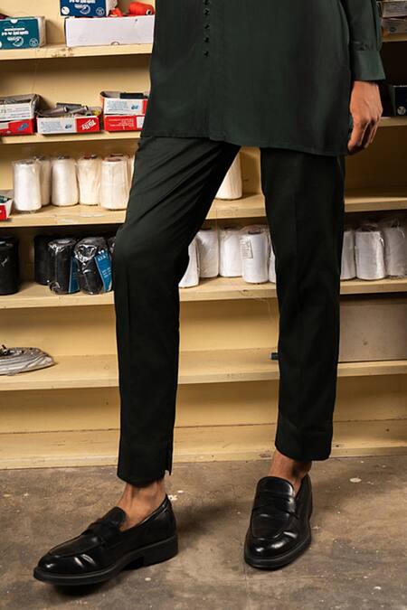 Project Bandi Green Kurta Viscose Natural Crape Solid Sheher With Pyjama Online at Aza Fashions Project Bandi_Green Kurta Viscose Natural Crape Solid Sheher With Pyjama_Online_at_Aza_Fashions