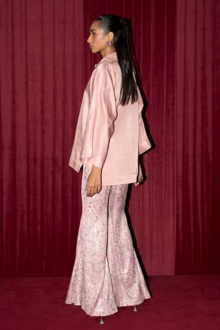 Ridhi Mehra Riff Shirt With Floral Print Pant 