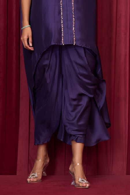 Buy_Ridhi Mehra_Purple Silk Octave Fine Cape With Salwar _Online_at_Aza_Fashions