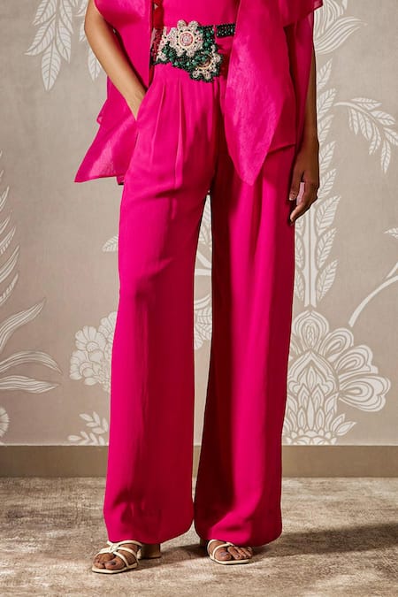 Ridhi Mehra Pink Organza, Georgette Embroidery, Beads Waltz Cape And Pant Set Online at Aza Fashions Ridhi Mehra_Pink Organza, Georgette Embroidery, Beads Waltz Cape And Pant Set _Online_at_Aza_Fashions