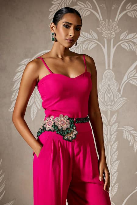 Shop Ridhi Mehra Pink Organza, Georgette Embroidery, Beads Waltz Cape And Pant Set Online at Aza Fashions Shop_Ridhi Mehra_Pink Organza, Georgette Embroidery, Beads Waltz Cape And Pant Set _Online_at_Aza_Fashions