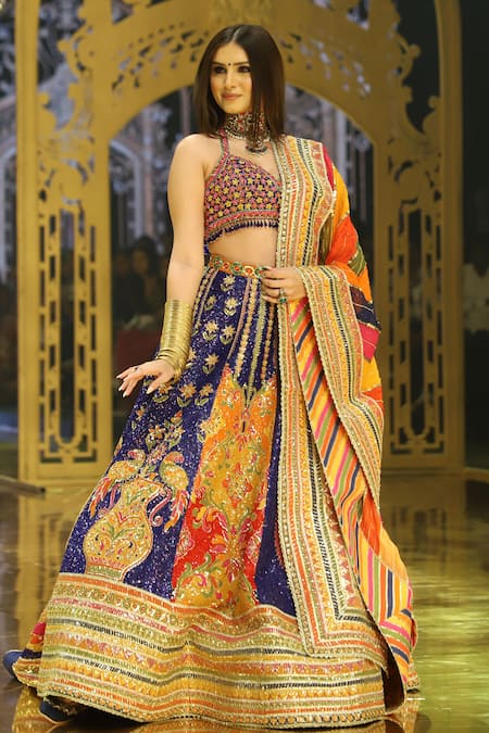 Buy The Royaleum Multi Color Silk, Organza Embroidery Sweetheart Floral Lehenga And Blouse Set Online at Aza Fashions Buy_The Royaleum_Multi Color Silk, Organza Embroidery Sweetheart Floral Lehenga And Blouse Set _Online_at_Aza_Fashions