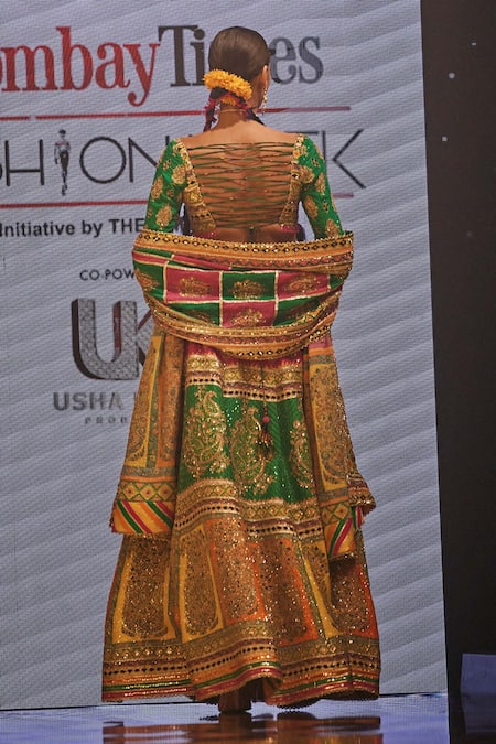 Shop The Royaleum Multi Color Silk, Crepe Sequins, Mirrors, Lace, Embroidered Lehenga And Blouse Set at Aza Fashions Shop_The Royaleum_Multi Color Silk, Crepe Sequins, Mirrors, Lace, Embroidered Lehenga And Blouse Set _at_Aza_Fashions