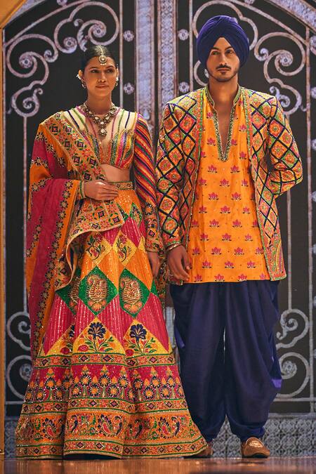 The Royaleum Multi Color Net, Silk Sequins, Beads, Embroidery Sweetheart Floral Lehenga Set Online at Aza Fashions The Royaleum_Multi Color Net, Silk Sequins, Beads, Embroidery Sweetheart Floral Lehenga Set _Online_at_Aza_Fashions