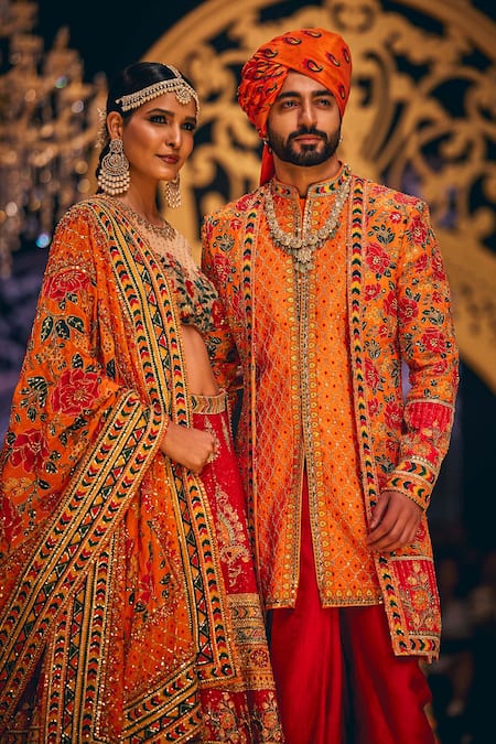 Buy The Royaleum Red Net, Silk, Chiffon Sequins, Beads, Zari Paisley Embroidered Lehenga Set Online at Aza Fashions Buy_The Royaleum_Red Net, Silk, Chiffon Sequins, Beads, Zari Paisley Embroidered Lehenga Set _Online_at_Aza_Fashions