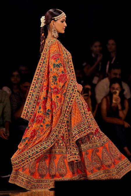 Shop The Royaleum Red Net, Silk, Chiffon Sequins, Beads, Zari Paisley Embroidered Lehenga Set Online at Aza Fashions Shop_The Royaleum_Red Net, Silk, Chiffon Sequins, Beads, Zari Paisley Embroidered Lehenga Set _Online_at_Aza_Fashions