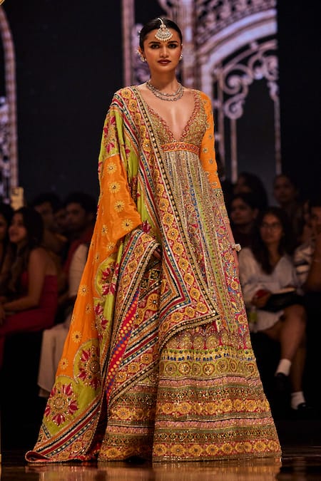 The Royaleum Geometric Motifs Embroidered Anarkali With Dupatta 