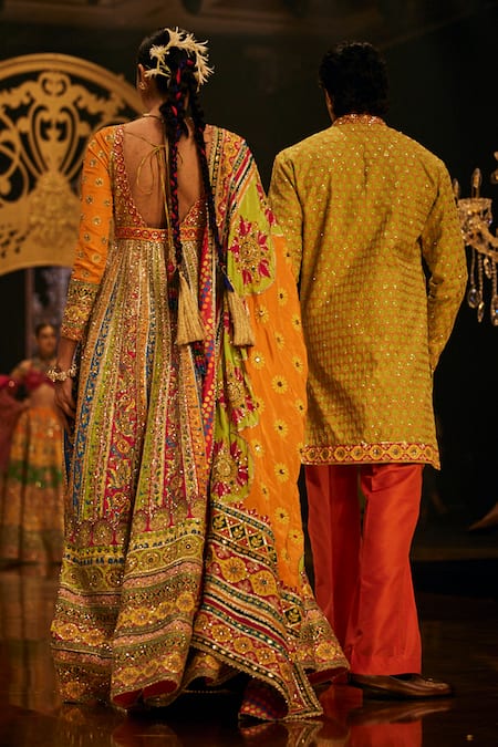 Shop The Royaleum Multi Color Silk Sequins, Embroidery Geometric Motifs Anarkali With Dupatta at Aza Fashions Shop_The Royaleum_Multi Color Silk Sequins, Embroidery Geometric Motifs Anarkali With Dupatta _at_Aza_Fashions