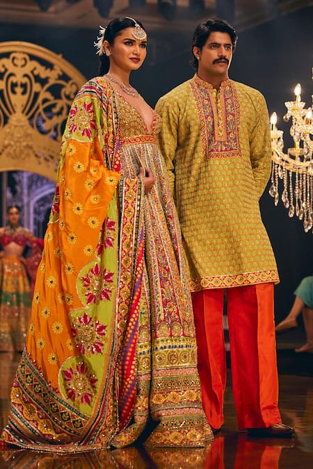 Buy The Royaleum Multi Color Silk Sequins, Embroidery Geometric Motifs Anarkali With Dupatta Online at Aza Fashions Buy_The Royaleum_Multi Color Silk Sequins, Embroidery Geometric Motifs Anarkali With Dupatta _Online_at_Aza_Fashions