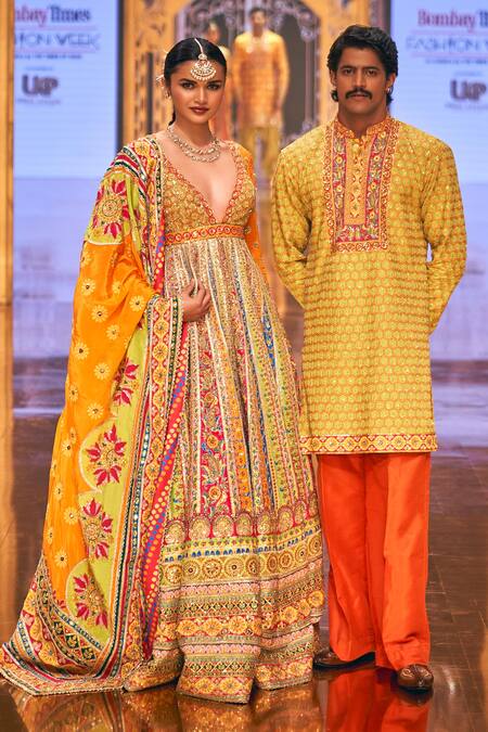 Shop The Royaleum Multi Color Silk Sequins, Embroidery Geometric Motifs Anarkali With Dupatta Online at Aza Fashions Shop_The Royaleum_Multi Color Silk Sequins, Embroidery Geometric Motifs Anarkali With Dupatta _Online_at_Aza_Fashions