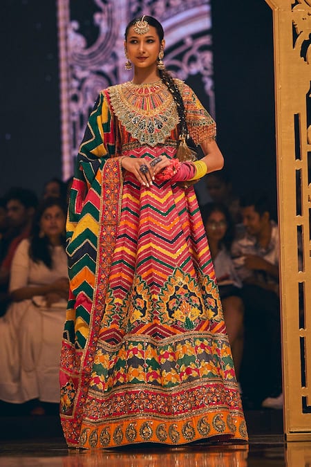 The Royaleum ZigZag Pattern Embroidered Anarkali With Dupatta 