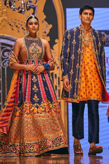 The Royaleum Multi Color Silk Embroidery, Sequins, Zari Floral Anarkali With Dupatta Online at Aza Fashions The Royaleum_Multi Color Silk Embroidery, Sequins, Zari Floral Anarkali With Dupatta _Online_at_Aza_Fashions