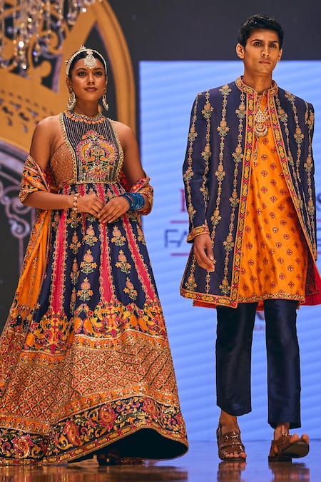 Buy The Royaleum Multi Color Silk Embroidery, Sequins, Zari Floral Anarkali With Dupatta Online at Aza Fashions Buy_The Royaleum_Multi Color Silk Embroidery, Sequins, Zari Floral Anarkali With Dupatta _Online_at_Aza_Fashions