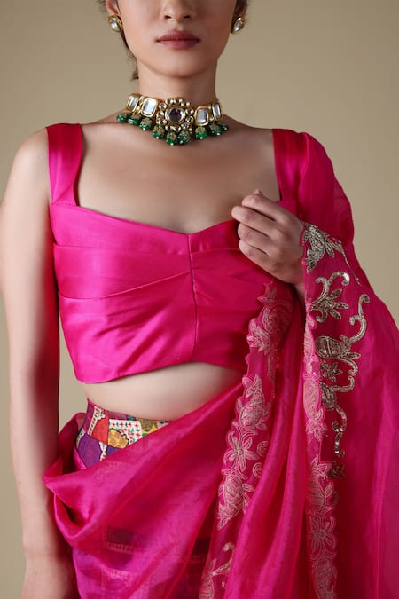 Thetaa Pink , Organza, Viscose Zari Jharokha Print Lehenga Blouse Set Online at Aza Fashions Thetaa_Pink , Organza, Viscose Zari Jharokha Print Lehenga Blouse Set _Online_at_Aza_Fashions