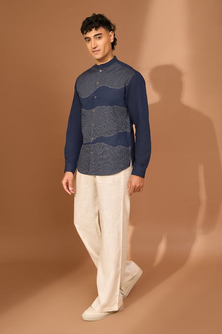 Vivek Karunakaran Wave Ray Stitch Embroidered Shirt 