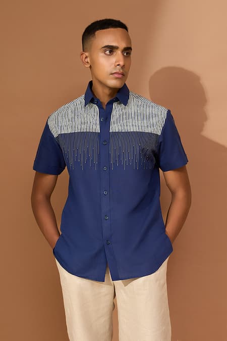 Vivek Karunakaran Patch & Ray Stitch Embroidered Shirt 