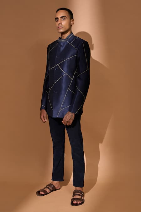 Vivek Karunakaran Bandhani Line Embroidered Bandhgala 