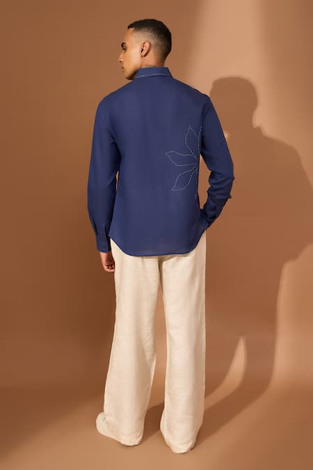 Vivek Karunakaran Floral Kalamkari Patch & Stitch Detail Shirt 