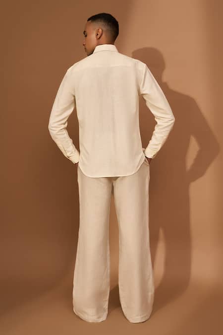 Vivek Karunakaran Smudge Print Cotton Linen Shirt 