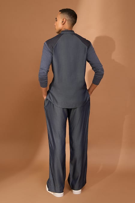 Vivek Karunakaran Pocket Shape Embroidered Front Zipper Shirt 