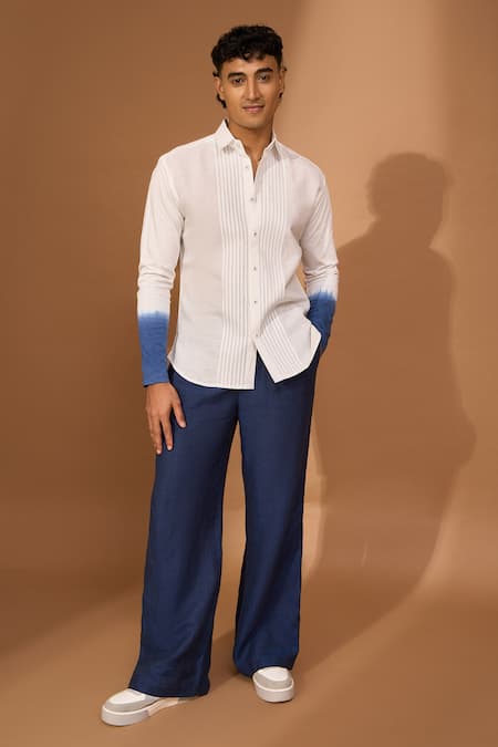 Vivek Karunakaran Pintucked & Ombre Sleeve Hem Detail Shirt 