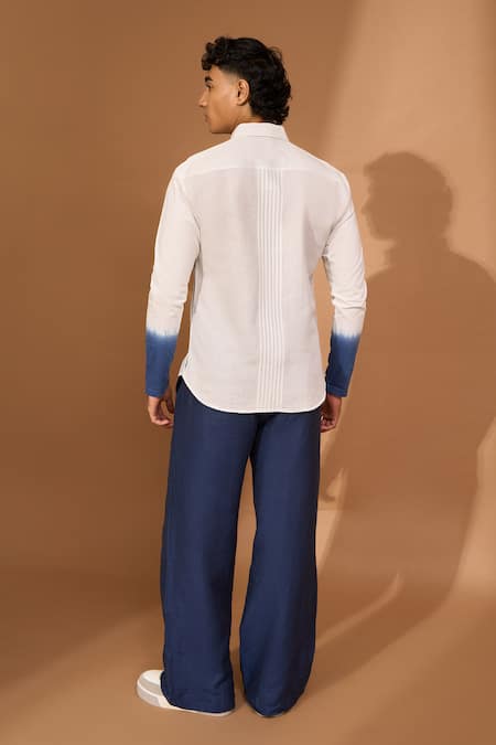 Vivek Karunakaran Pintucked & Ombre Sleeve Hem Detail Shirt 