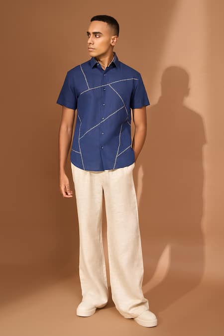 Vivek Karunakaran Bandhani Line Embroidered Shirt 