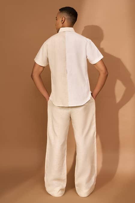 Vivek Karunakaran Colorblocked Darn Stitch Embroidered Shirt 