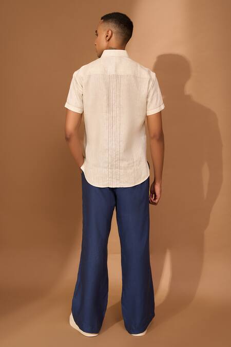 Vivek Karunakaran Stitchline Embroidered Linen Shirt 