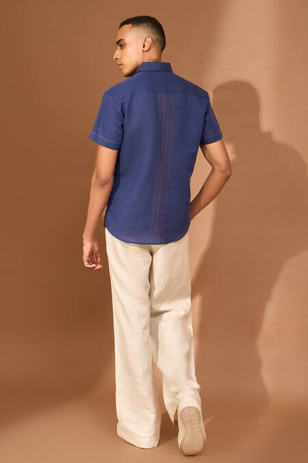 Vivek Karunakaran Linen Stitch Work Shirt 