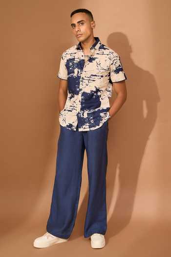 Buy Vivek Karunakaran Beige Voile Embroidery Crackle Print Shirt Online at Aza Fashions Buy_Vivek Karunakaran_Beige Voile Embroidery Crackle Print Shirt_Online_at_Aza_Fashions