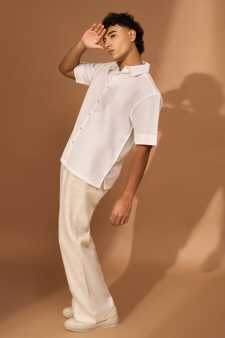 Buy Vivek Karunakaran White Embroidery Thread Shirt Online at Aza Fashions Buy_Vivek Karunakaran_White Embroidery Thread Shirt _Online_at_Aza_Fashions