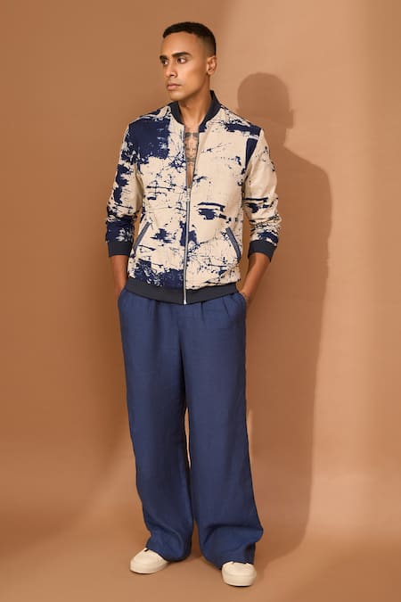 Vivek Karunakaran Crackle Print Bomber Jacket 