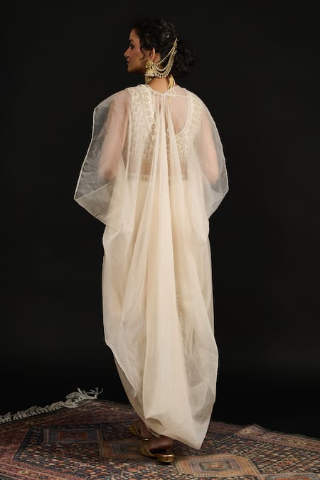 Reeti Arneja Farah Dabka Phool Vine Embroidered Cape & Dhoti Skirt Set 