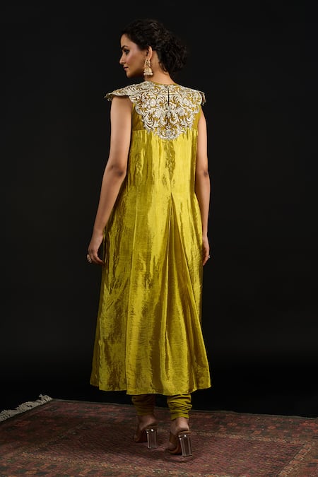 Reeti Arneja Noura Flora Vine Embroidered Yoke Anarkali Set 