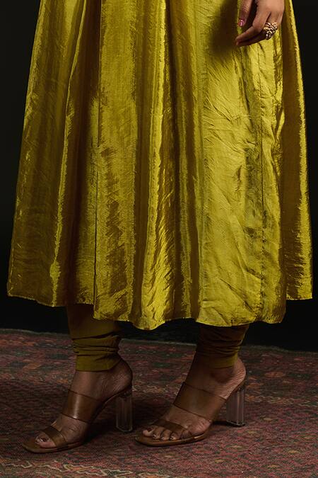 Reeti Arneja Green Tissue, Lycra Beads, Zari Noura Flora Vine Embroidered Yoke Anarkali Set at Aza Fashions Reeti Arneja_Green Tissue, Lycra Beads, Zari Noura Flora Vine Embroidered Yoke Anarkali Set _at_Aza_Fashions