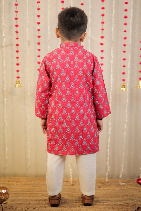 Tiny Colour Traditional Block Print Kurta With Pyjama 