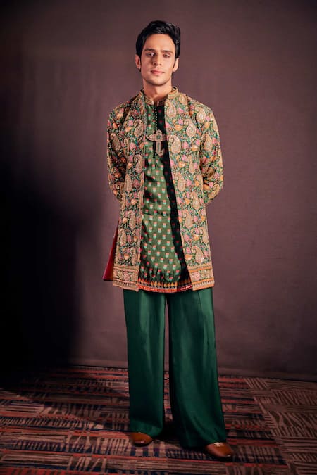 The Royaleum Tariq Hand Embroidered Jacket With Kurta Set 