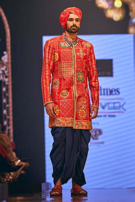 The Royaleum Shan Hand Embroidered Kurta With Dhoti Pant 