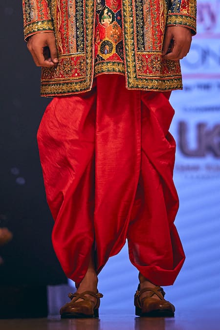 Buy The Royaleum Multi Color Silk Embroidery Umer Hand Jacket With Kurta Set Online at Aza Fashions Buy_The Royaleum_Multi Color Silk Embroidery Umer Hand Jacket With Kurta Set _Online_at_Aza_Fashions