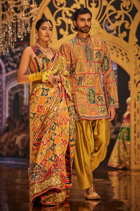 Buy The Royaleum Multi Color Silk Embroidery Naeem Hand Kurta With Pant Buy_The Royaleum_Multi Color Silk Embroidery Naeem Hand Kurta With Pant