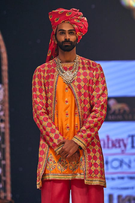 Buy The Royaleum Pink Silk Embroidery Hand Kurta Set Online at Aza Fashions Buy_The Royaleum_Pink Silk Embroidery Hand Kurta Set _Online_at_Aza_Fashions