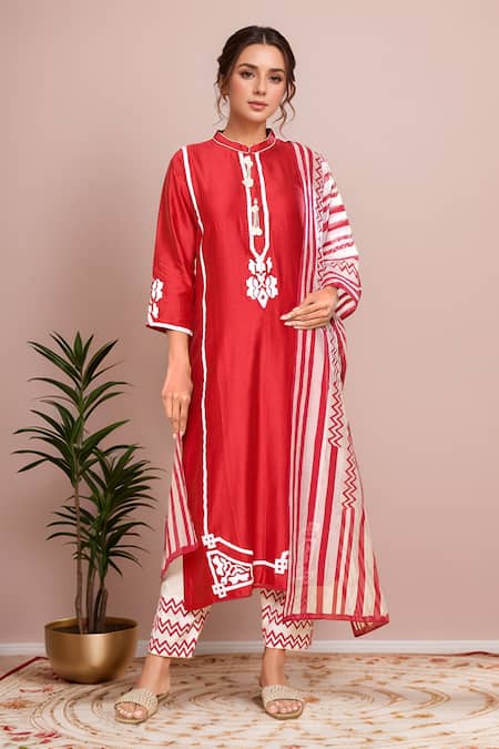Samyukta Singhania Contrast Block Print Kurta Pant Set 