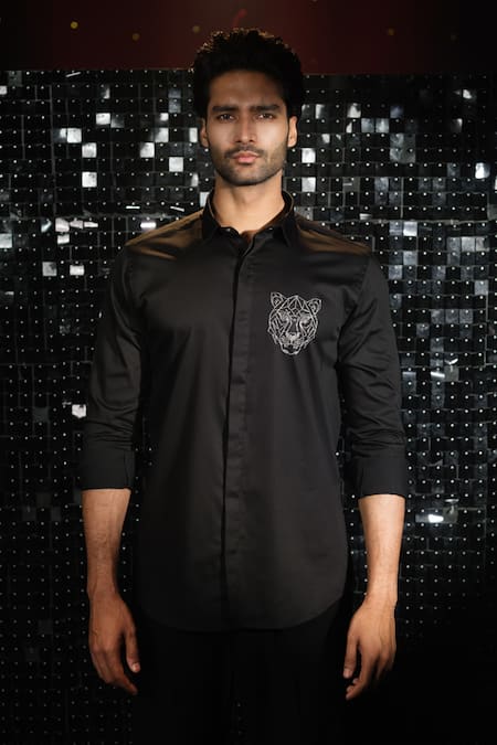 Sanjana reddy Designs Tiger Cutdana Embroidered Shirt 