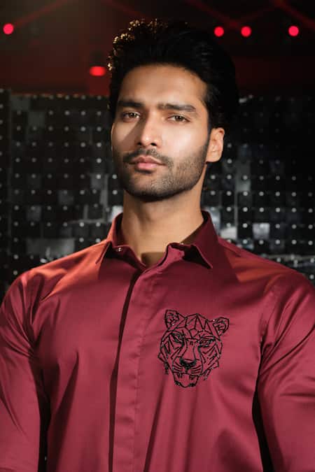 Sanjana Reddy Designs Cutdana Tiger Motif Shirt 